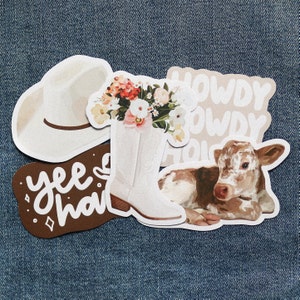 Collezione di adesivi da cowboy / Cowgirl, Yee haw, estetica occidentale, cowgirl costiera, mucca, adesivi carini, adesivo salve, mini adesivi