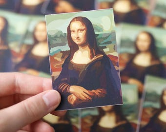 Adesivo artístico da Mona Lisa | adesivo para laptop, planner, garrafa de água, à prova d'água, estético, artista famoso Leonardo da Vinci, pintura criativa
