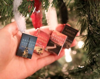 Kristin Hannah Mini Book Ornaments | handmade christmas gift bookish romance literary historical fiction nightingale decor miniature