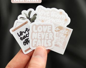 Mini Bible Verse Stickers | Christian Stickers, Bible verse, Christianity, love each other, gift idea, mini water bottle, waterproof