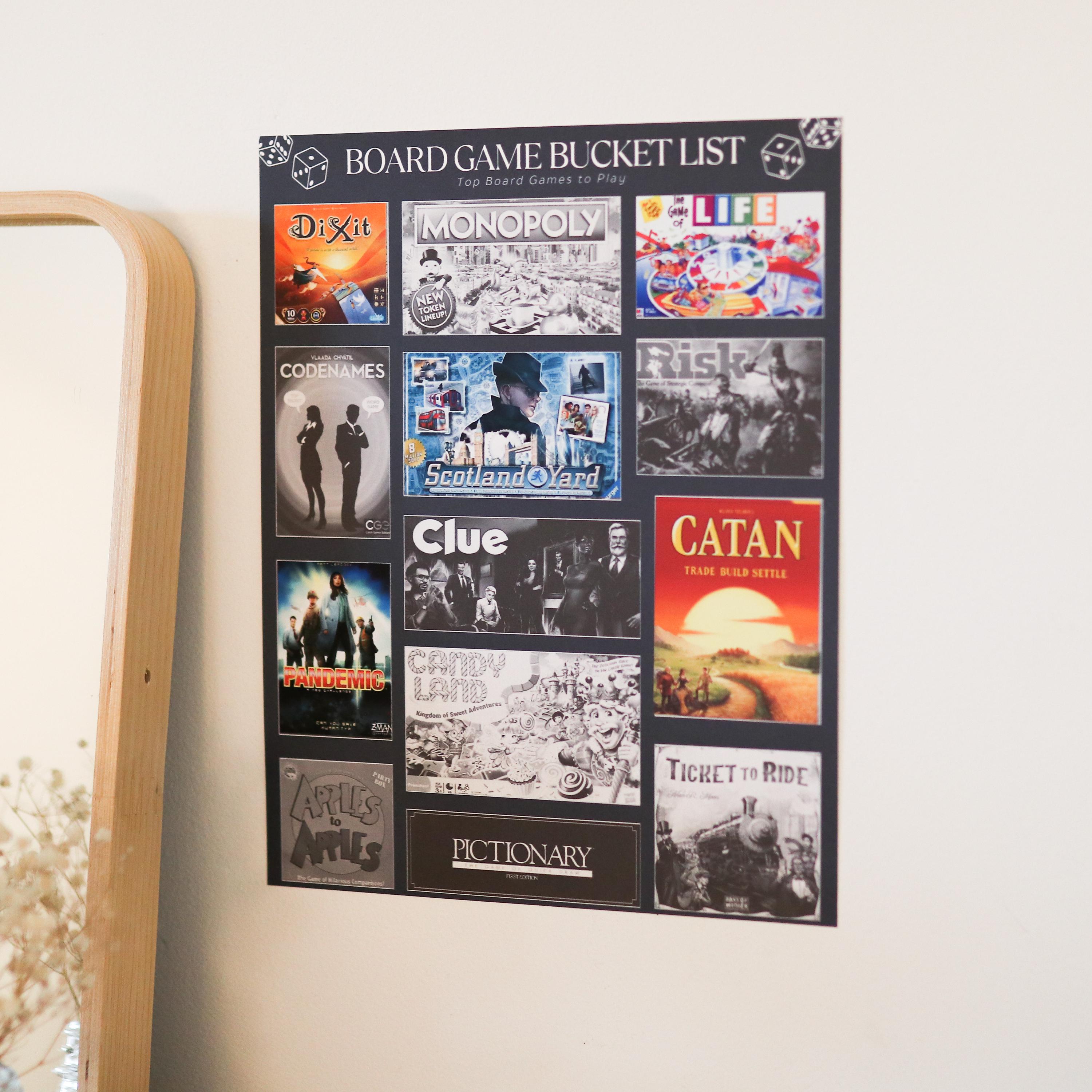 Board Game Bucket List STICKER Poster | 13 Board Game Stickers, Fun ...