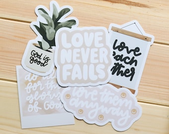 Bible Verse Christian Sticker Pack (Includes 5 stickers) | Laptop Decal, Notebook, Trendy Stickers