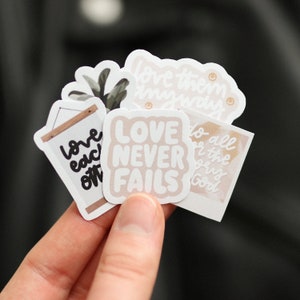 Mini Bible Verse Stickers | Christian Stickers, Bible verse, Christianity, love each other, gift idea, mini water bottle, waterproof
