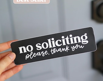 No Soliciting Sticker & Magnet | Cute, Trendy, Aesthetic Sticker | Weather Proof No Soliciting Sticker Sign, magnetic sign, magnetic door