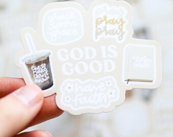 Christian Waterproof Durable Sticker | gift laptop decal planner water bottle Waterproof, aesthetic, gift idea, Bible verse, God is good
