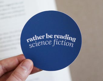 読書好きのためのSFステッカー | ギフト、ノートパソコン、ウォーターボトル、防水ステッカー、本好き、読書家、SF、宇宙、ディストピア