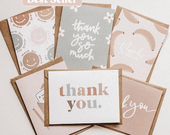 Thank You Card Bundle | Thank You Cards Set | Note Cards Set | Set of 6 Cards