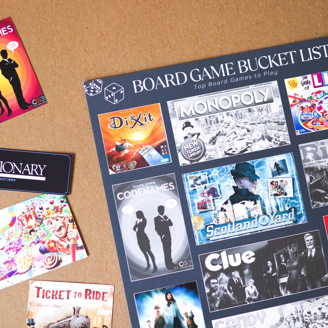 Board Game Bucket List STICKER Poster | 13 Board Game Stickers, Fun ...