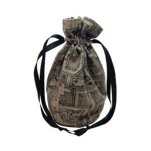 Mapped Dice Bag w / drawstrings / D&D, Dungeons and Dragons, Pathfinder, TTRPG games, table top gaming, RPG, Bag of Holding, Pouch, DnD