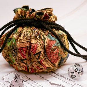 Saco de dados de tarô de algodão com bolsos | D&D, Dungeons and Dragons, Pathfinder, jogos TTRPG, jogos de mesa, RPG, Bag of Holding, Pouch, DnD