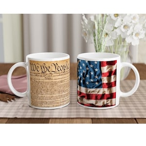 We The People - US Constitution - American flag mug 11 oz (Printed in the USA)