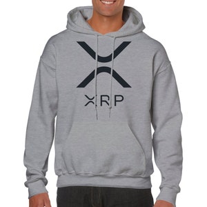 XRP Crypto Pullover Hoodie for Ripple Investors, Unisex Blockchain Sweatshirt Gift Sports Grey