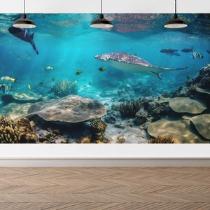 Unterwasser Szene druckbare: Ozeanische Wand Design Marine Life Decor - Süßwasser Salzwasser Aquarium Kunst Digitale Downloads (PNG und JPG)