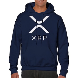 XRP Crypto Pullover Hoodie for Ripple Investors, Unisex Blockchain Sweatshirt Gift Navy