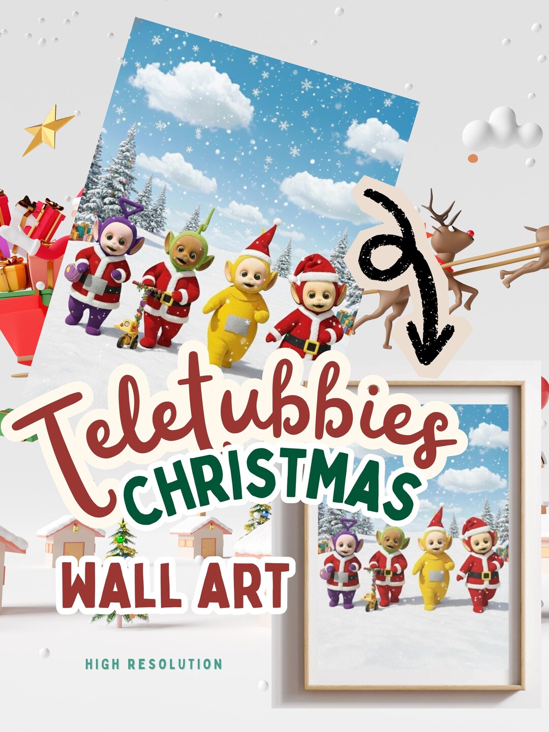 Adorable Teletubbies Christmas Winter Printable Wall Art Nursery Kids Adorable Teletubbies Christmas Winter Printable Wall Art Nursery Kids