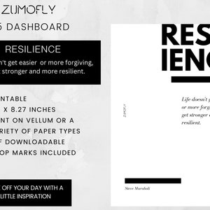 A5 Dashboard - Resilience Quote - Steve Maraboli- Printable