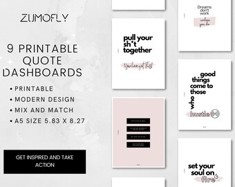 Inspirational Quote Planner Dashboards | A5, Personal, 7x9 (Digital Download)