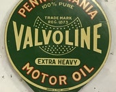 Early Vintage 1920 s-1930 s Rare Valvoline Double Sided Tin litho Lubster Advertising Pump Topper Sign - Marked by Maker At The Bottom