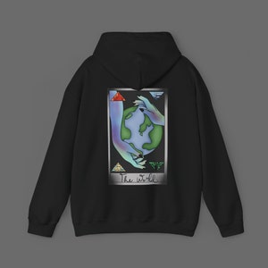 Welt Tarot Hoodie: Tarot Geschenk | Gemütliches Sweatshirt mit Weltkarten-Design | Einzigartig Astrologie Kleidung | Tarot-Liebhaber-Kleidung