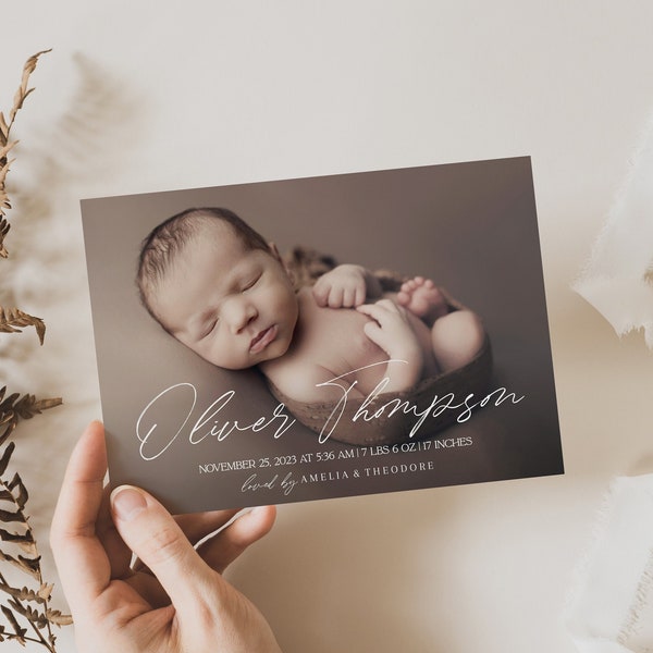 Editable Baby Birth Announcement Template, Instant Download | Editable Baby Announcement Card | Birth Announcement card | Baby Boy