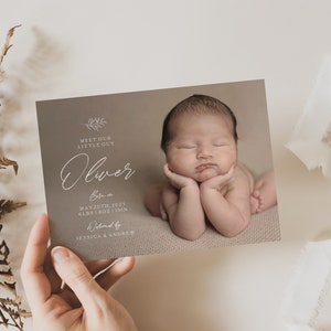 Editable Baby Birth Announcement Template, Instant Download | Editable Baby Announcement Card | Simple Modern Birth Announcement