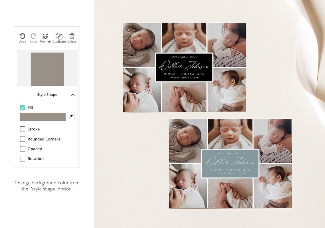 Editable Baby Birth Announcement Template, Instant Download Editable