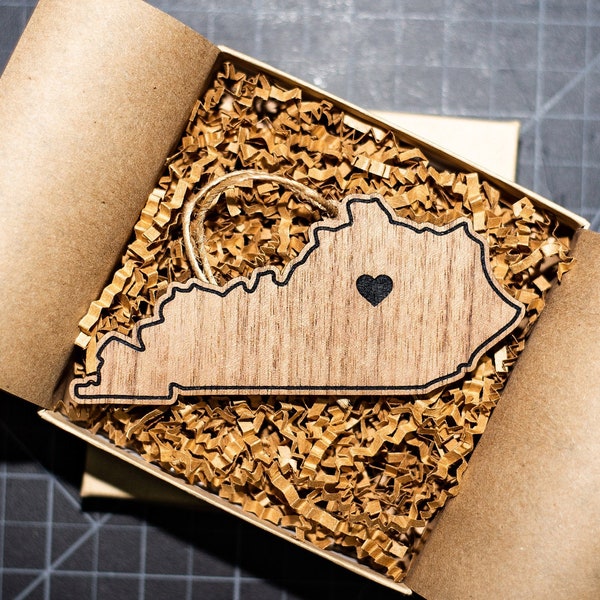 Personalized Kentucky Christmas Ornament on Walnut