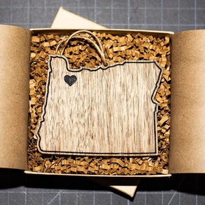 Personalized Oregon Christmas Ornament on Walnut