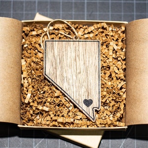 Personalized Nevada Christmas Ornament on Walnut