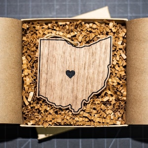 Personalized Ohio Christmas Ornament on Walnut