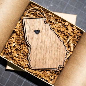 Personalized Georgia Christmas Ornament on Walnut