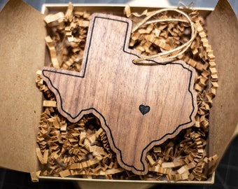 Personalized Texas Christmas Ornament on Walnut