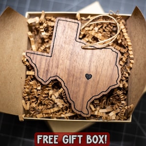 Personalized Texas Christmas Ornament on Walnut