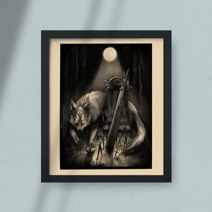 Guardian Wolf Giclee Art Print, Original Art