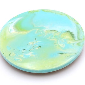 Small Wood Lazy Susan- Round Turn Table- Fluid Paint Spin Table- Paint Pour Centerpiece- Home Decor-Realtor Closing Gift with Resin Art