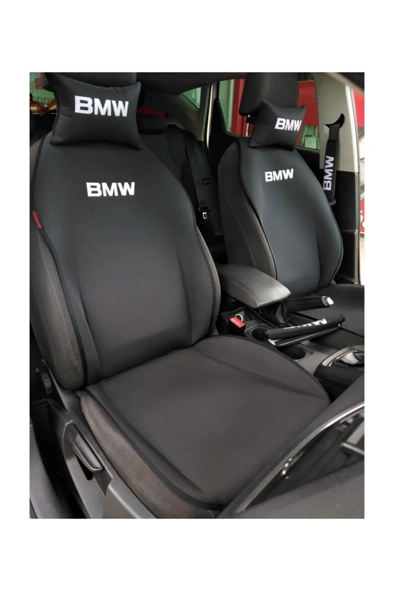 2 Pcs Written Car Seat Covers for BMW 2 Pcs Neck Pillows 2 Pcs Belt