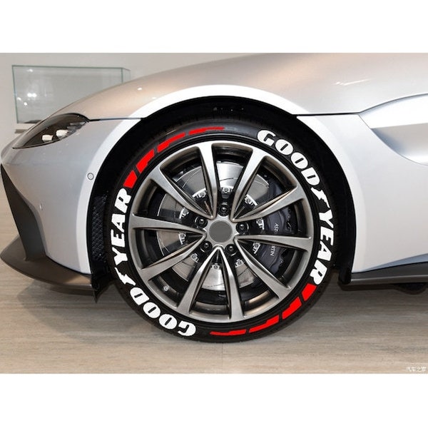 16 piezas para letras de neumáticos Goodyear + pegatinas de letras de neumáticos de rayas rojas pegatinas permanentes para neumáticos 1'' blanco calidad de primera clase para 14" a 22"