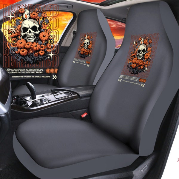 Hallowen Skull Car Seat Cover Combed Cotton Halloween Hallowen Car Seat Cover Combed Cotton Halloween Car Automobile Universal Full Set