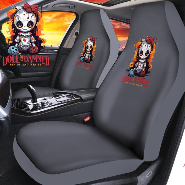 Seat Cover Combed Cotton Halloween Car Automobile Gray Universal Full Set Halloween Car Seat Covers Spooky Car Seat Covers Gothic Car Seat