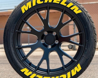 8 PCS Michelin Tire Lettering Yellow Color 1st Class Quality Do Not Fade Vehicle Tire Sticker 1st Class Quality Unfading Vehicle Tire Label