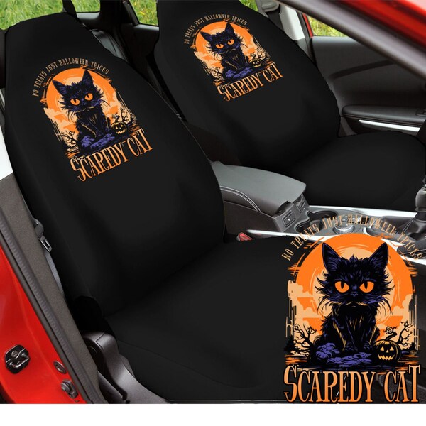 Halloween Scaredy Cat Car Seat Cover Combed Cotton Halloween Halloween Car Seat Cover Combed Cotton Halloween Car Automobile Universal Car