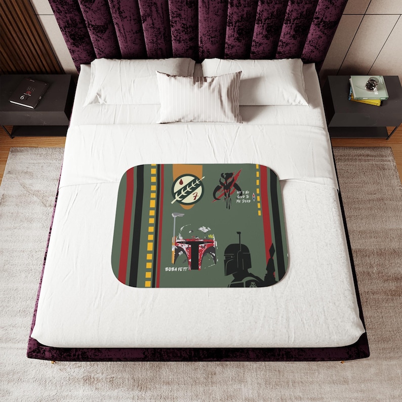 Boba Fett Sherpa Blanket | Star Wars Two Color Throw | Starwars Blanket | Home Decor | The Mandalorian | BobaFett Blanket | Starwars decor image 3