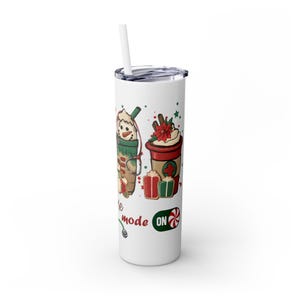 Christmas Nurse Mode On Skinny Tumbler, Gingerbread Snowman, Holiday Gift for Nurse, 20oz Cup, Nurse Appreciation Gift, nurse christmas gift image 3