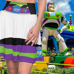 Toy Story Buzz Lightyear Women&#39;s Skater Skirt | Cosplay Costume | Toy Story Skater | Disney Skirt Toy Story Clothing |