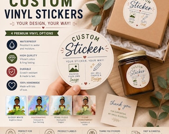 Custom Vinyl Stickers | Waterproof Logo Stickers | Business Labels | Personalized Stickers | Holographic, Clear & Glossy Vinyl