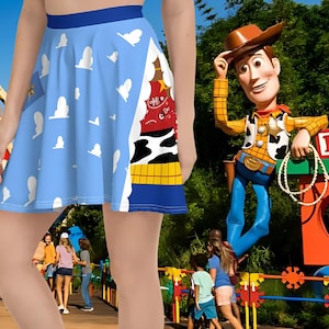 Woody Toy Story skater skirt | Toy Story Cosplay Custome | Woody Cosplay Outfits | Andy&#39;s Cloud Room Wallpaper | Disney bounding Outfits |