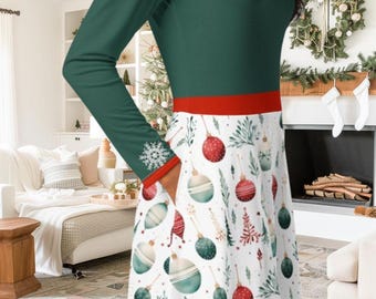 Vintage Women Christmas midi dress all over, Teacher Christmas Dress, Holiday Moments Custome, Christmas Moments, Women Christmas Dress