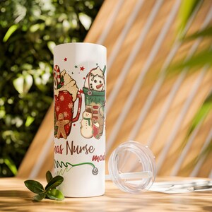 Christmas Nurse Mode On Skinny Tumbler, Gingerbread Snowman, Holiday Gift for Nurse, 20oz Cup, Nurse Appreciation Gift, nurse christmas gift image 6