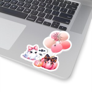 Adesivos Baby Ghost Kiss-Cut, adesivo fantasma coquete, adesivo da temporada de Halloween, adesivos de abóbora coquete, vibrações assustadoras e fofas