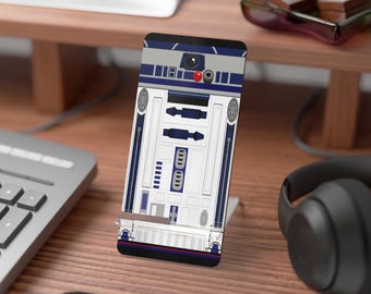 R2-D2 Smartphone Stand, Geeky Mobile Holder, Desk Decor for Phone, Tech Gift, Star Wars Inspired, Unique Office Accessory